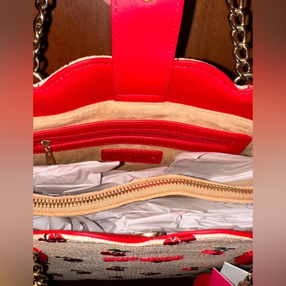 Betsey Johnson Red Cherry Print Tote Bag - Picture 5 of 5